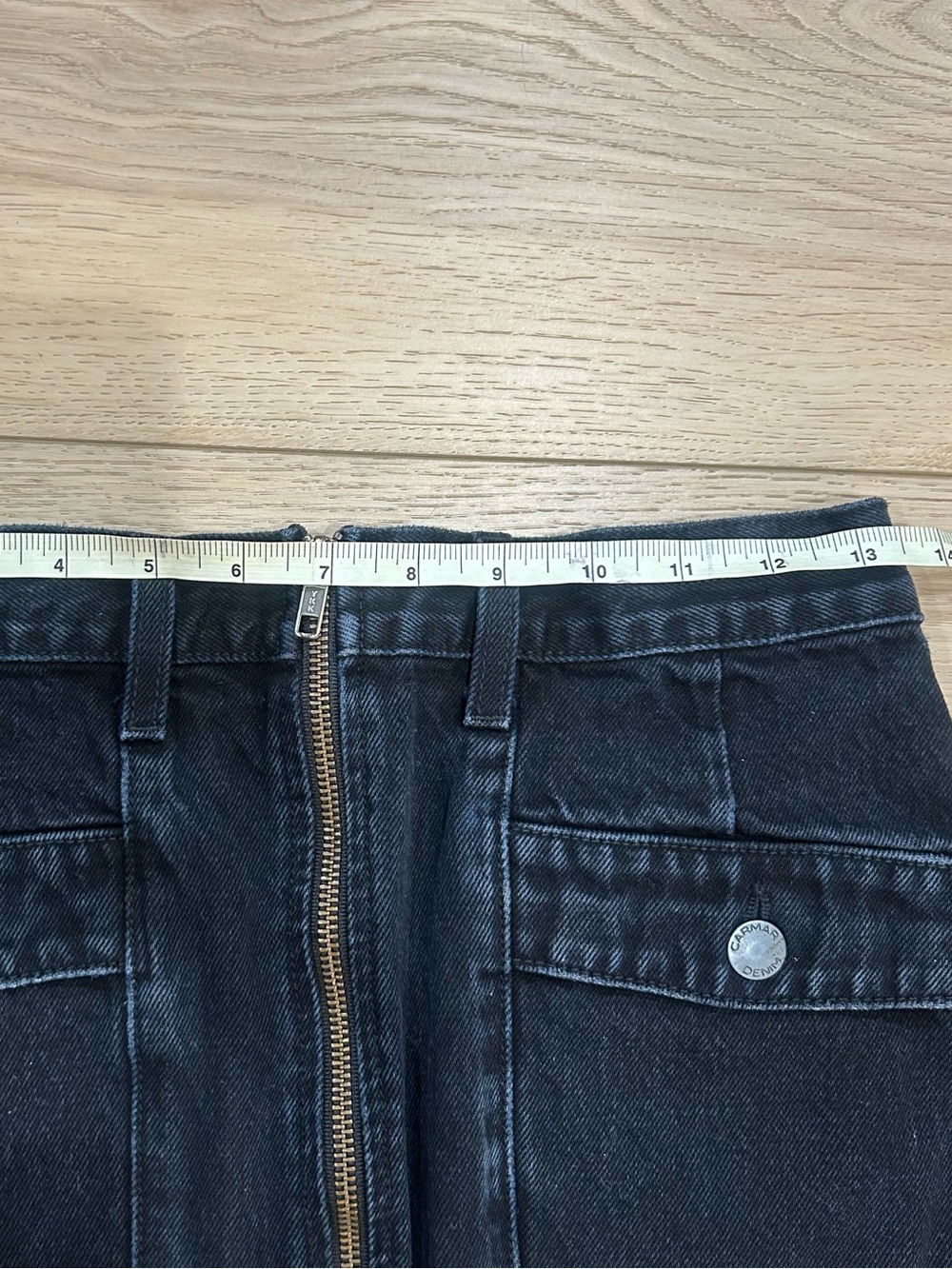 CARMAR Dark Blue Denim Mini Skirt with Front Zip - Picture 3 of 6